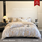 AmberMeadow Luxury Printed 4-Piece Bedding Set 100S 100% Pure Cotton Sateen High End Bedroom Linens
