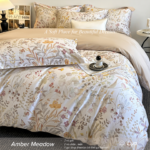AmberMeadow Luxury Printed 4-Piece Bedding Set 100S 100% Pure Cotton Sateen High End Bedroom Linens - Image 6