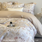 AmberMeadow Luxury Printed 4-Piece Bedding Set 100S 100% Pure Cotton Sateen High End Bedroom Linens - Image 5