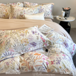 Bloomfield 100S Long Staple Cotton Sateen 4Pcs Bedding Set, Home Use Luxury Floral Printed Flat Sheet Bed Linen, Silky Soft - Image 4
