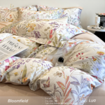 Bloomfield 100S Long Staple Cotton Sateen 4Pcs Bedding Set, Home Use Luxury Floral Printed Flat Sheet Bed Linen, Silky Soft - Image 6