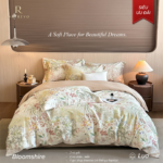Bloomshire Luxury Printed 4-Piece Bedding Set 100S 100% Pure Cotton Sateen High End Bedroom Linens