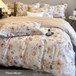 FloraMuse Floral Haze 100S Long Staple Cotton Sateen Bedding Set, Luxury 4-Piece Flat Sheet Bed Linen - Image 2