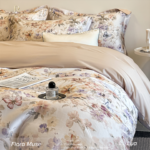 FloraMuse Floral Haze 100S Long Staple Cotton Sateen Bedding Set, Luxury 4-Piece Flat Sheet Bed Linen - Image 3
