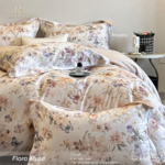 FloraMuse Floral Haze 100S Long Staple Cotton Sateen Bedding Set, Luxury 4-Piece Flat Sheet Bed Linen - Image 4