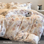 FloraMuse Floral Haze 100S Long Staple Cotton Sateen Bedding Set, Luxury 4-Piece Flat Sheet Bed Linen - Image 5