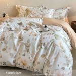 Floral Haze Luxury 100S 100% Cotton Printed 4-Piece Bedding Set - Image 4