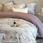 FloraMuse Velvet Meadow 100S Long Staple Cotton Sateen Bedding Set, Artistic Pastoral Print Luxury 4-Piece Flat Sheet Bed Linen - Image 3