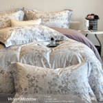 FloraMuse Velvet Meadow 100S Long Staple Cotton Sateen Bedding Set, Artistic Pastoral Print Luxury 4-Piece Flat Sheet Bed Linen - Image 4